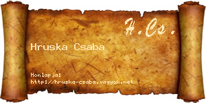 Hruska Csaba névjegykártya